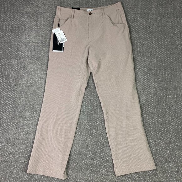 Adidas Golf Pants Men's 32 x 32 Tan Cream Plaid Check Climalite Teflon - Picture 1 of 15